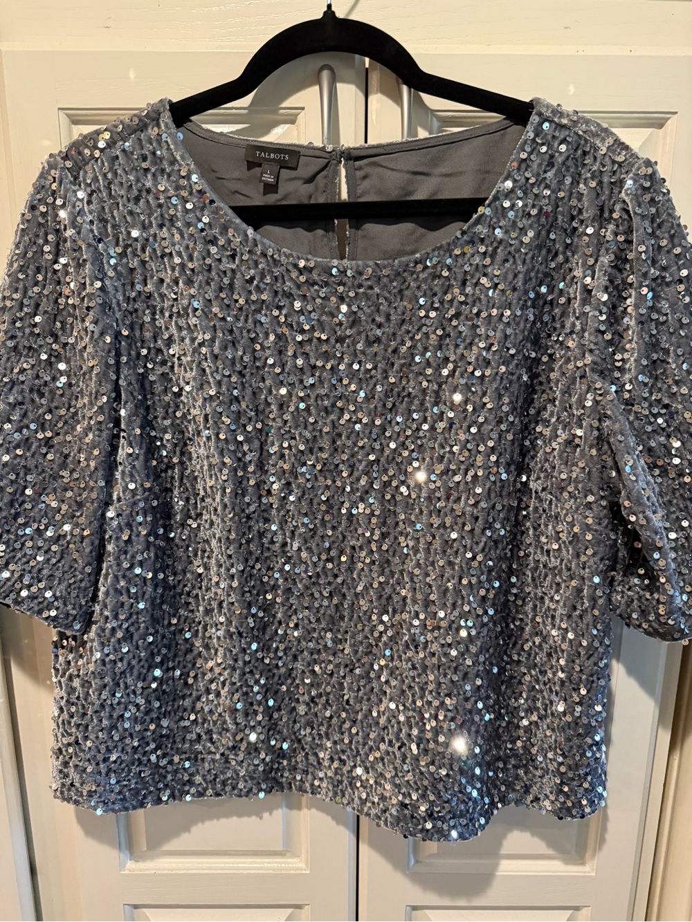 Sequin Silver top Talbots